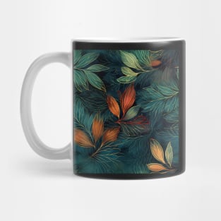 Beautiful pattern of green and orange leaves Mug